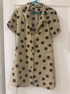 Nasty Gal Beige Polka Dot Jacket with Black Dots